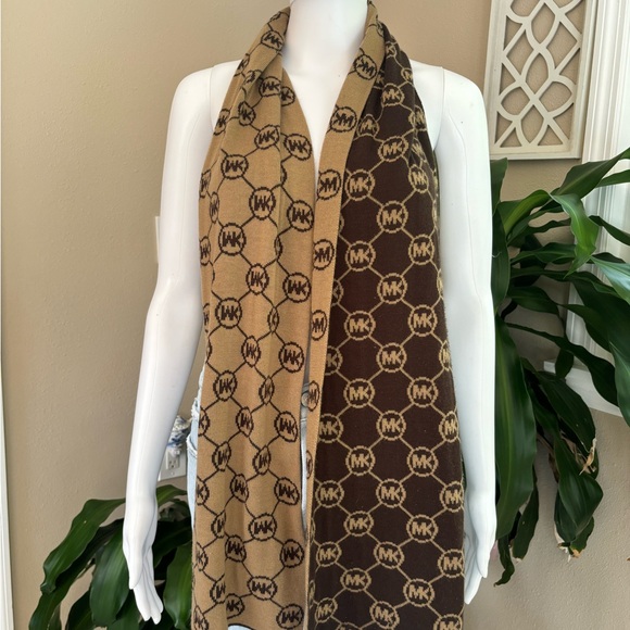 Michael Kors Brown and Tan Logo Scarf - Picture 1 of 5